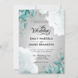 Convites Casamento Elegante Eucalyptus Greenery Watercolor