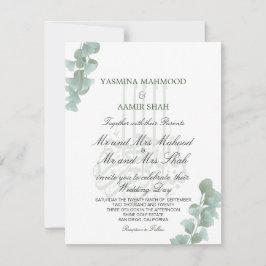 Convites Casamento Elegante Eucalyptus Islâmico do Bismilla