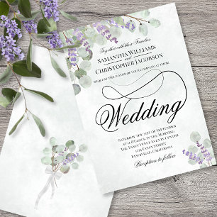 Convites Casamento Elegante Eucalyptus & Lavanda Sage Verde