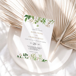 Convites Casamento Elegante Eucalyptus Leaf Greenery
