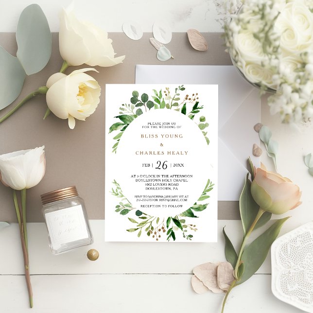 Convites Casamento Elegante Eucalyptus Leaf Greenery (Criador carregado)