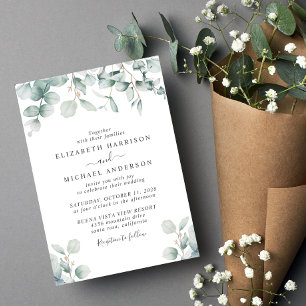 Convites Casamento Elegante Eucalyptus Watercolor