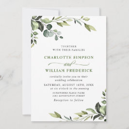Convites Casamento Elegante Eucalyptus Watercolor Greenery