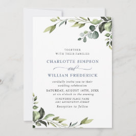 Convites Casamento Elegante Eucalyptus Watercolor Greenery