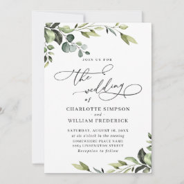 Convites Casamento Elegante Eucalyptus Watercolor Greenery