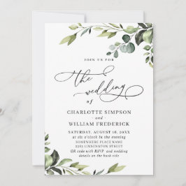 Convites Casamento Elegante Eucalyptus Watercolor Greenery