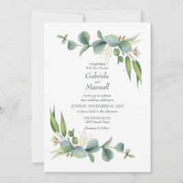 Convites Casamento Elegante Eucalyptus White e Greenery