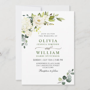 Convites Casamento Elegante Eucalyptus White Roses Greenery