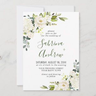 Convites Casamento Elegante Eucalyptus White Roses Greenery