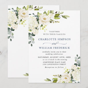 Convites Casamento Elegante Eucalyptus White Roses Greenery