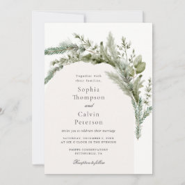 Convites Casamento Elegante Evergreen Winter Greenery