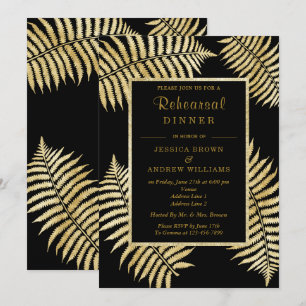 Convites Casamento Elegante Faux Folha de Ouro Bracken