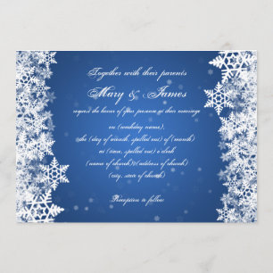 Convites Casamento Elegante Flocos de Neve de inverno Blue 