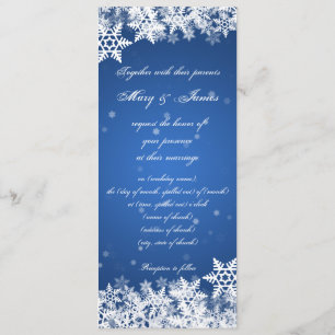 Convites Casamento Elegante Flocos de Neve de inverno Blue 