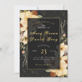 Convites Casamento Elegante Flor de Ouro