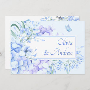 Convites Casamento elegante floral azul roxo