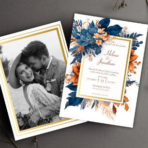 Convites Casamento Elegante Floral de Cloridura Russa Moder