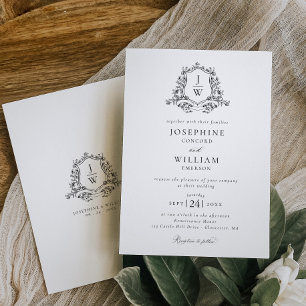 Convites Casamento Elegante Floral de Crest de Monograma Tr