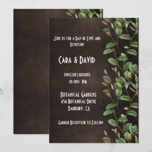 Convites Casamento Elegante Floral de Greenery Castanho Bot