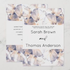 CONVITES CASAMENTO ELEGANTE FLORAL DE PATELAS BRANCO E AZUL