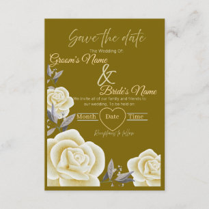 Convites Casamento Elegante Floral Dourado "Salve a Data"