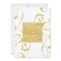 Casamento Elegante Floral em Branco e Dourado Fals