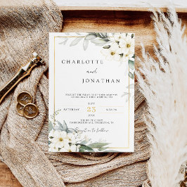 Convites Casamento Elegante Floral Floral de Cor de Água Br