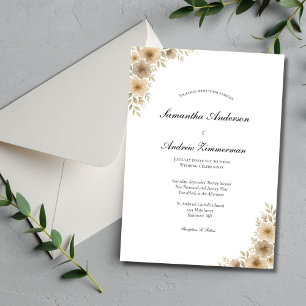 Convites Casamento Elegante Floral Neutral De Cinzas De Bei