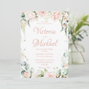Convites Casamento Elegante Floral Rosa