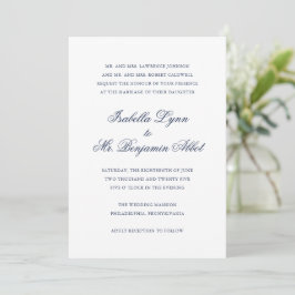 Convites Casamento Elegante Formal Azul de Marinho Tradicio