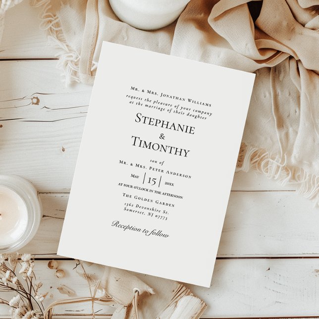 Convites Casamento Elegante Formal Branco e Negro Clássico (Step into timeless elegance with this beautifully crafted wedding invitation.)