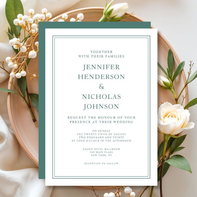 Convites Casamento Elegante Formal Emerald Green (Elegant Formal Emerald Green Wedding Invitation)