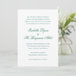 Convites Casamento Elegante Formal Verde Tradicional Emeral