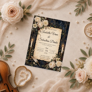 Convites Casamento Elegante Gótico Sombrio Acadêmico