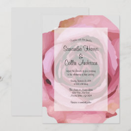 Convites Casamento Elegante Grande Primavera de Rosa Roxo