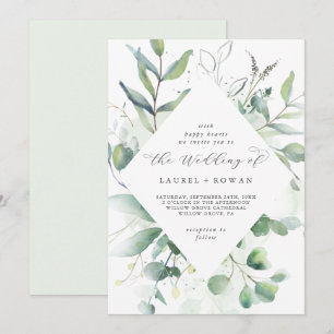 Convites Casamento Elegante Greenery Diamond