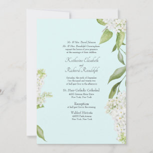 Convites Casamento Elegante Hydrangea Branco Seafoam