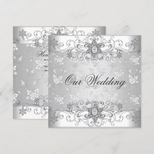Convites Casamento Elegante Jóia de Diamante Branco Prata R