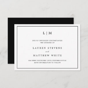 Convites Casamento Elegante Lauren Black and White Monogram