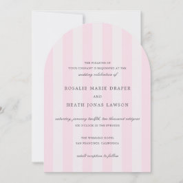 Convites Casamento Elegante Listras Rosa Moderno