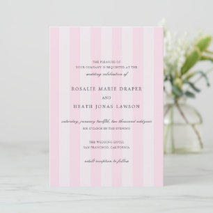 Convites Casamento Elegante Listras Rosa Moderno