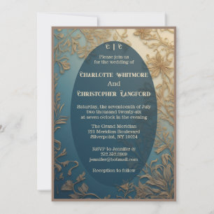 Convites Casamento Elegante Luxuoso Verde Dourado Floral Vi