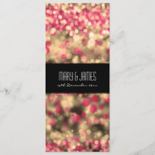 Convites Casamento Elegante Luzes Cintilantes Rosa-Fúcsia e