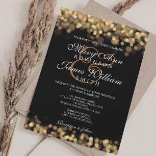Convites Casamento Elegante Luzes Douradas Glam