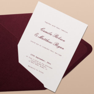 Convites Casamento Elegante Marfim e Borgonha