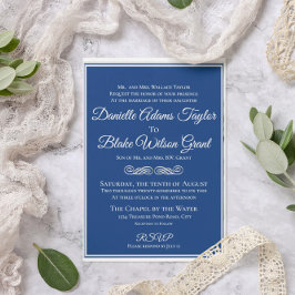 Convites Casamento Elegante, Marinho Tradicional e Foto Bra
