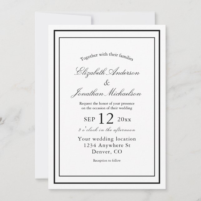 Convites Casamento Elegante Minimalista (Frente)