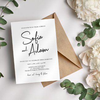 Convites Casamento Elegante Minimalista Branco