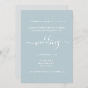 Convites Casamento Elegante Minimalista Branco de Cinzas Az