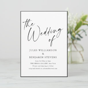 Convites Casamento Elegante Minimalista com Borda Preta e B